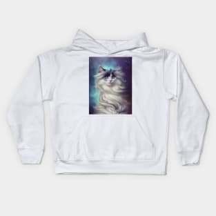 Long Haired Cat - Modern Digital Art Kids Hoodie